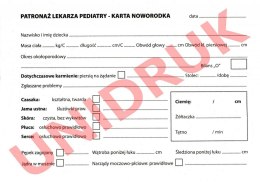 Patronaż pediatry - karta noworodka - druk