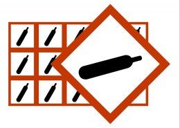 Piktogramy GHS04 - gazy pod ciśnieniem 150 sztuk