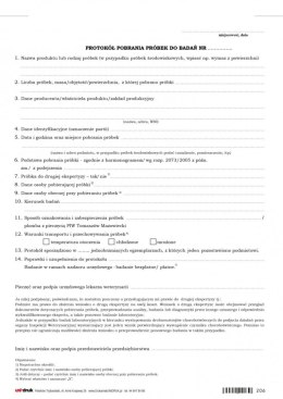 Protokół pobrania próbek do badań - A4