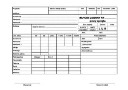 Raport dzienny pracy sprzętu - druk