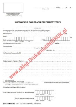 Skierowanie do poradni specjalistycznej - druk