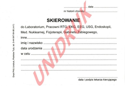 Skierowanie na badania - druk Skierowanie na badania - druk