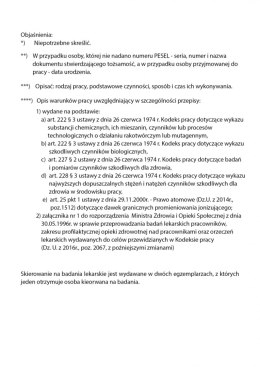 Skierowanie na badania (wstępne, okresowe, kontrolne) - druk