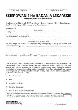 Skierowanie na badania (wstępne, okresowe, kontrolne) samokopiujący - druk