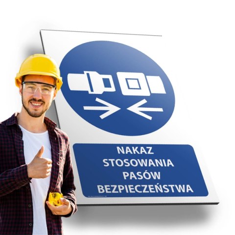 Tablica 20x30 cm NAKAZ STOSOWANIA PASÓW BEZPIECZEŃSTWA Tablica 20x30 cm NAKAZ STOSOWANIA PASÓW BEZPIECZEŃSTWA