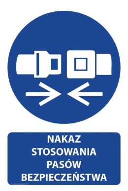 Tablica 20x30 cm NAKAZ STOSOWANIA PASÓW BEZPIECZEŃSTWA
