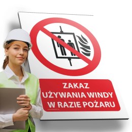 Tablica 20x30 cm ZAKAZ UŻYWANIA WINDY W RAZIE POŻARU