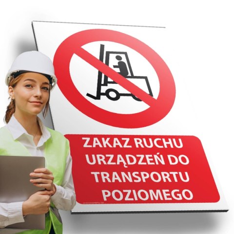 Tablica PVC 20x30 cm ZAKAZ RUCHU URZĄDZEŃ DO TRANSPORTU POZIOMEGO Tablica PVC 20x30 cm ZAKAZ RUCHU URZĄDZEŃ DO TRANSPORTU POZIOMEGO