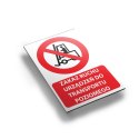 Tablica PVC 20x30 cm ZAKAZ RUCHU URZĄDZEŃ DO TRANSPORTU POZIOMEGO