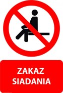 Tablica PVC 20x30 cm ZAKAZ SIADANIA