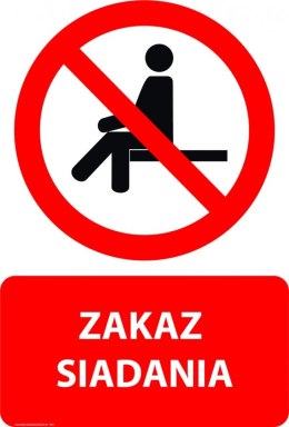 Tablica PVC 20x30 cm ZAKAZ SIADANIA