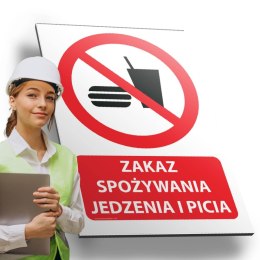 Tablica PVC 20x30 cm ZAKAZ SPOŻYWANIA JEDZENIA I PICIA