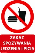 Tablica PVC 20x30 cm ZAKAZ SPOŻYWANIA JEDZENIA I PICIA Tablica PVC 20x30 cm ZAKAZ SPOŻYWANIA JEDZENIA I PICIA