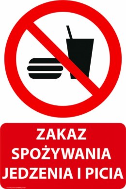 Tablica PVC 20x30 cm ZAKAZ SPOŻYWANIA JEDZENIA I PICIA