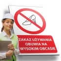 Tablica PVC 20x30 cm ZAKAZ UŻYWANIA OBUWIA NA WYSOKIM OBCASIE