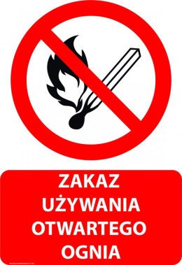 Tablica PVC 20x30 cm ZAKAZ UŻYWANIA OTWARTEGO OGNIA