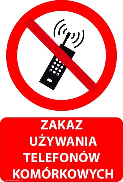 Tablica PVC 20x30 cm ZAKAZ UŻYWANIA TELEFONÓW KOMÓRKOWYCH Tablica PVC 20x30 cm ZAKAZ UŻYWANIA TELEFONÓW KOMÓRKOWYCH