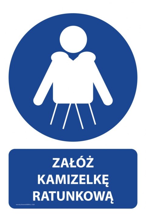 Tablica PVC 20x30cm ZAŁÓŻ KAMIZELKĘ RATUNKOWĄ Tablica PVC 20x30cm ZAŁÓŻ KAMIZELKĘ RATUNKOWĄ