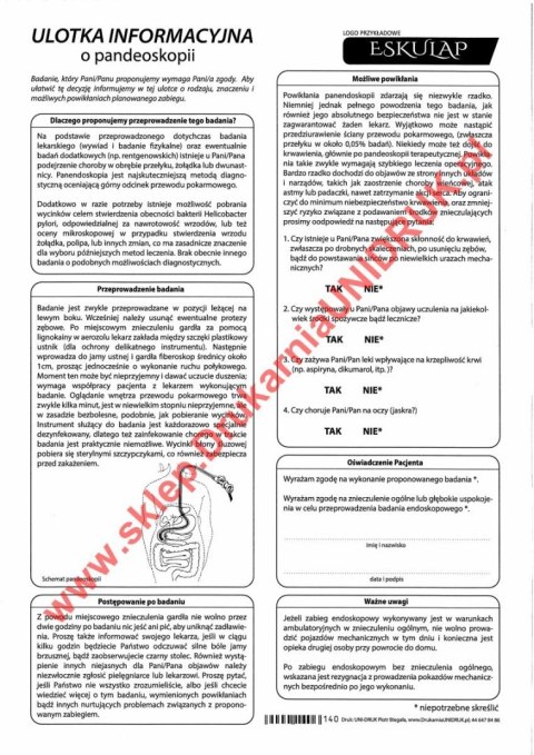 Ulotka informacyjna o pandeoskopii - druk Ulotka informacyjna o pandeoskopii - druk