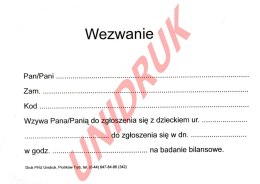 Wezwanie na badanie bilansowe - druk