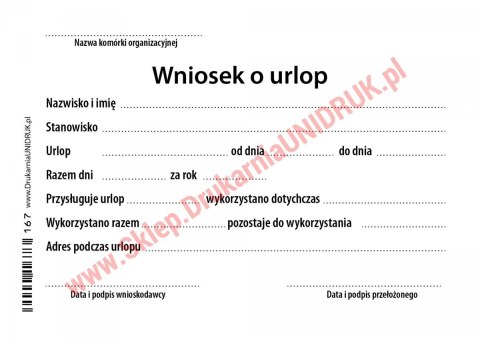 Wniosek o urlop - druk