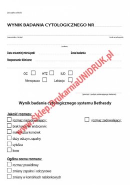 Wynik badania cytologicznego A5 - druk