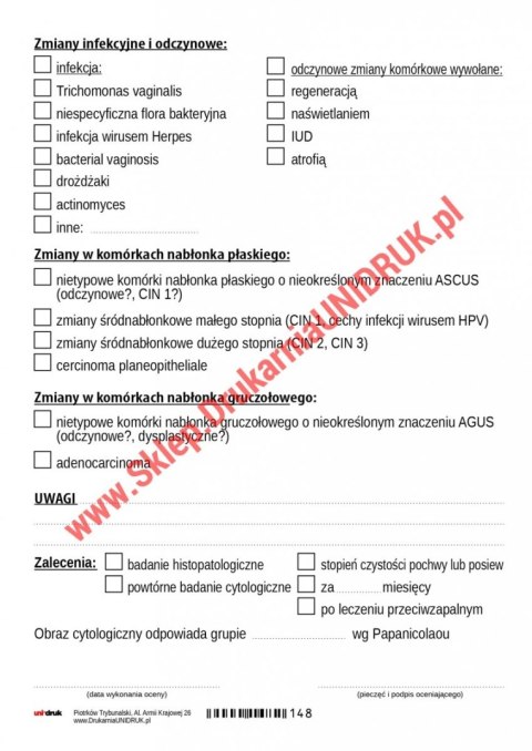 Wynik badania cytologicznego A5 - druk Wynik badania cytologicznego A5 - druk