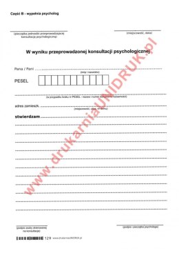 Wynik konsultacji psychologicznej - druk