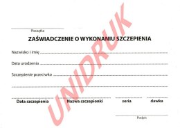 Zaświadczenie o wykonaniu szczepienia - druk