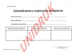 Zaświadczenie o wykonaniu szczepienia - druk