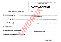 Zaświadczenie o zatrudnieniu / zarobkach - druk