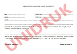Zgoda na przetwarzanie danych osobowych - druk