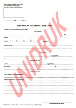 Zlecenie na transport sanitarny - druk