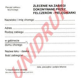 Zlecenie na zabiegi felczerskie/pielęgniarskie - druk