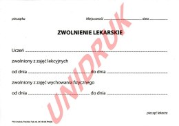 Zwolnienie lekarskie dla uczniów - druk