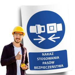 Naklejka 20x30 cm NAKAZ STOSOWANIA PASÓW BEZPIECZEŃSTWA
