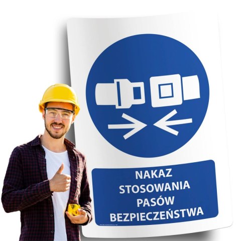 Naklejka 20x30 cm NAKAZ STOSOWANIA PASÓW BEZPIECZEŃSTWA Naklejka 20x30 cm NAKAZ STOSOWANIA PASÓW BEZPIECZEŃSTWA