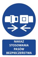 Naklejka 20x30 cm NAKAZ STOSOWANIA PASÓW BEZPIECZEŃSTWA