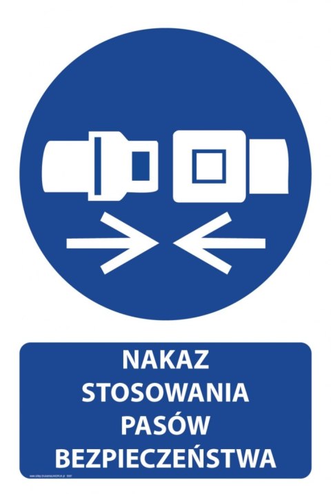 Naklejka 20x30 cm NAKAZ STOSOWANIA PASÓW BEZPIECZEŃSTWA Naklejka 20x30 cm NAKAZ STOSOWANIA PASÓW BEZPIECZEŃSTWA