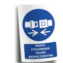 Naklejka 20x30 cm NAKAZ STOSOWANIA PASÓW BEZPIECZEŃSTWA