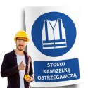 Naklejka 20x30 cm STOSUJ KAMIZELKĘ OSTRZEGAWCZĄ