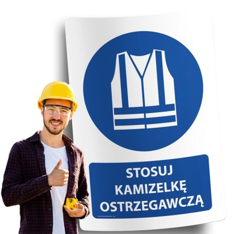 Naklejka 20x30 cm STOSUJ KAMIZELKĘ OSTRZEGAWCZĄ Naklejka 20x30 cm STOSUJ KAMIZELKĘ OSTRZEGAWCZĄ
