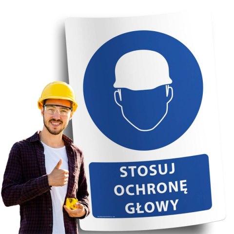 Naklejka 20x30 cm STOSUJ OCHRONĘ GŁOWY Naklejka 20x30 cm STOSUJ OCHRONĘ GŁOWY