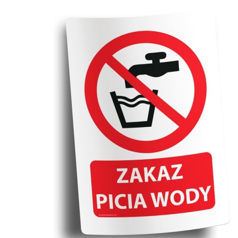 Naklejka 20x30 cm ZAKAZ PICIA WODY Naklejka 20x30 cm ZAKAZ PICIA WODY