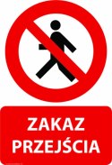 Naklejka 20x30 cm ZAKAZ PRZEJŚCIA