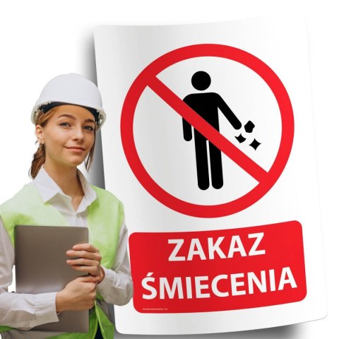 Naklejka 20x30 cm ZAKAZ ŚMIECENIA Naklejka 20x30 cm ZAKAZ ŚMIECENIA