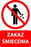 Naklejka 20x30 cm ZAKAZ ŚMIECENIA