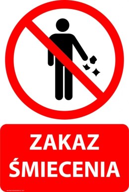 Naklejka 20x30 cm ZAKAZ ŚMIECENIA