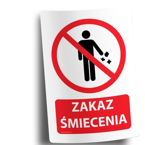 Naklejka 20x30 cm ZAKAZ ŚMIECENIA Naklejka 20x30 cm ZAKAZ ŚMIECENIA