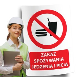 Naklejka 20x30 cm ZAKAZ SPOŻYWANIA JEDZENIA I PICIA